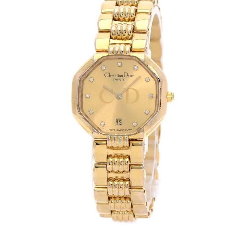 Dior Women's Gold Watch with Diamond Accents